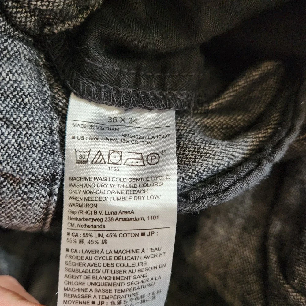 Banana Republic Linen‎ Blend Pants 36x29 Athletic Fit Gray Pull on Drawstring